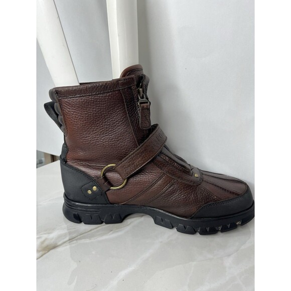 Polo Ralph Lauren Conquest Hi III Men's 9 D  Duck Boots Brown Leather 11571 - Picture 3 of 8
